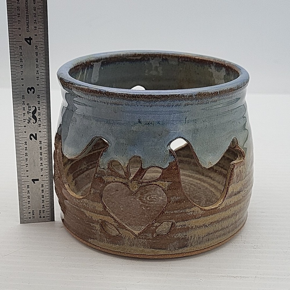 Clay Pottery By Hunt- Birds- Brown & Blue-Tea Light Candles - Picture 4 of 5